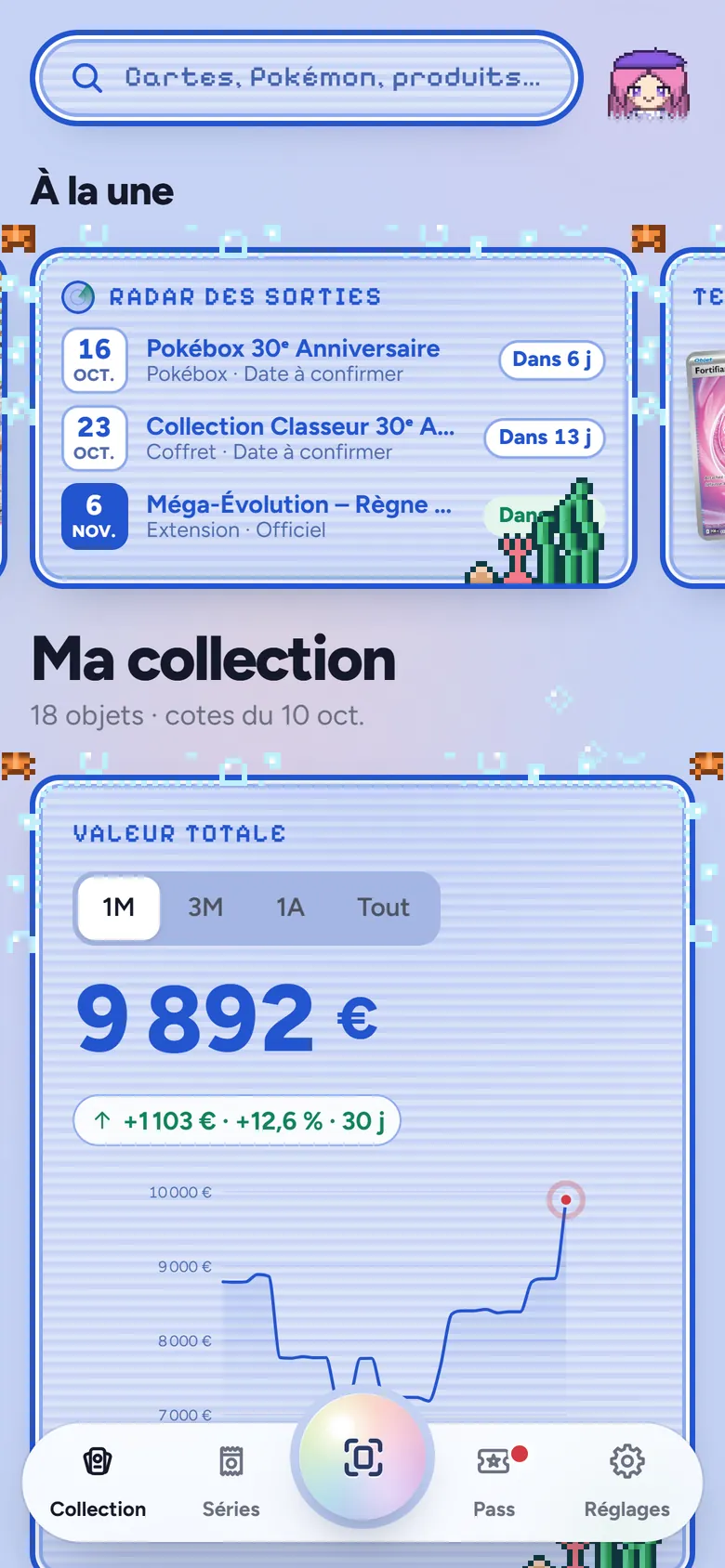 Accueil avec le thème Saphir et le décor Abysses