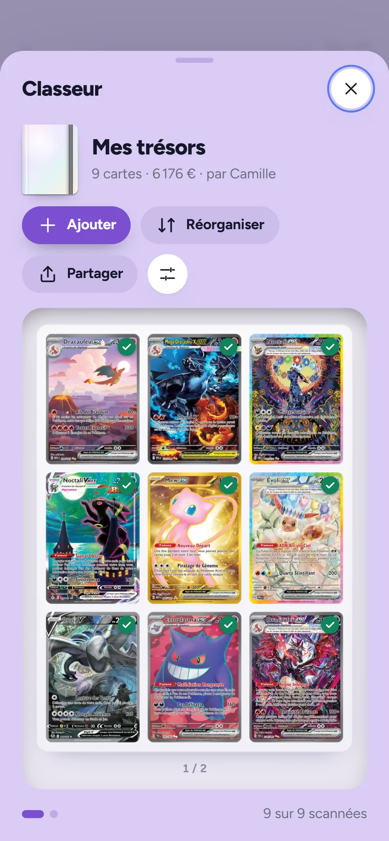 Un classeur de neuf cartes, thème Améthyste
